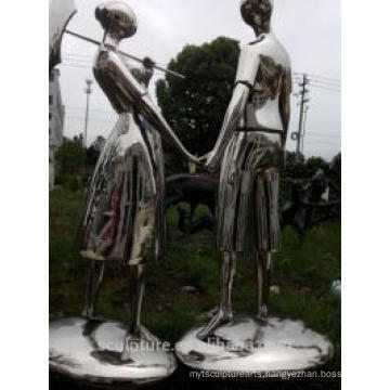 large outdoor landscaping stainless steel couple sculpture/statue